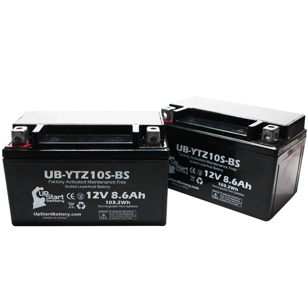2-Pack UpSizetart Battery Replacement 2011 Yamaha YZF-R1 1000CC Factory Activated, Maintenance Free, Motorcycle Battery - 12V, 8.6Ah, UB-YTZ10Size-BSize