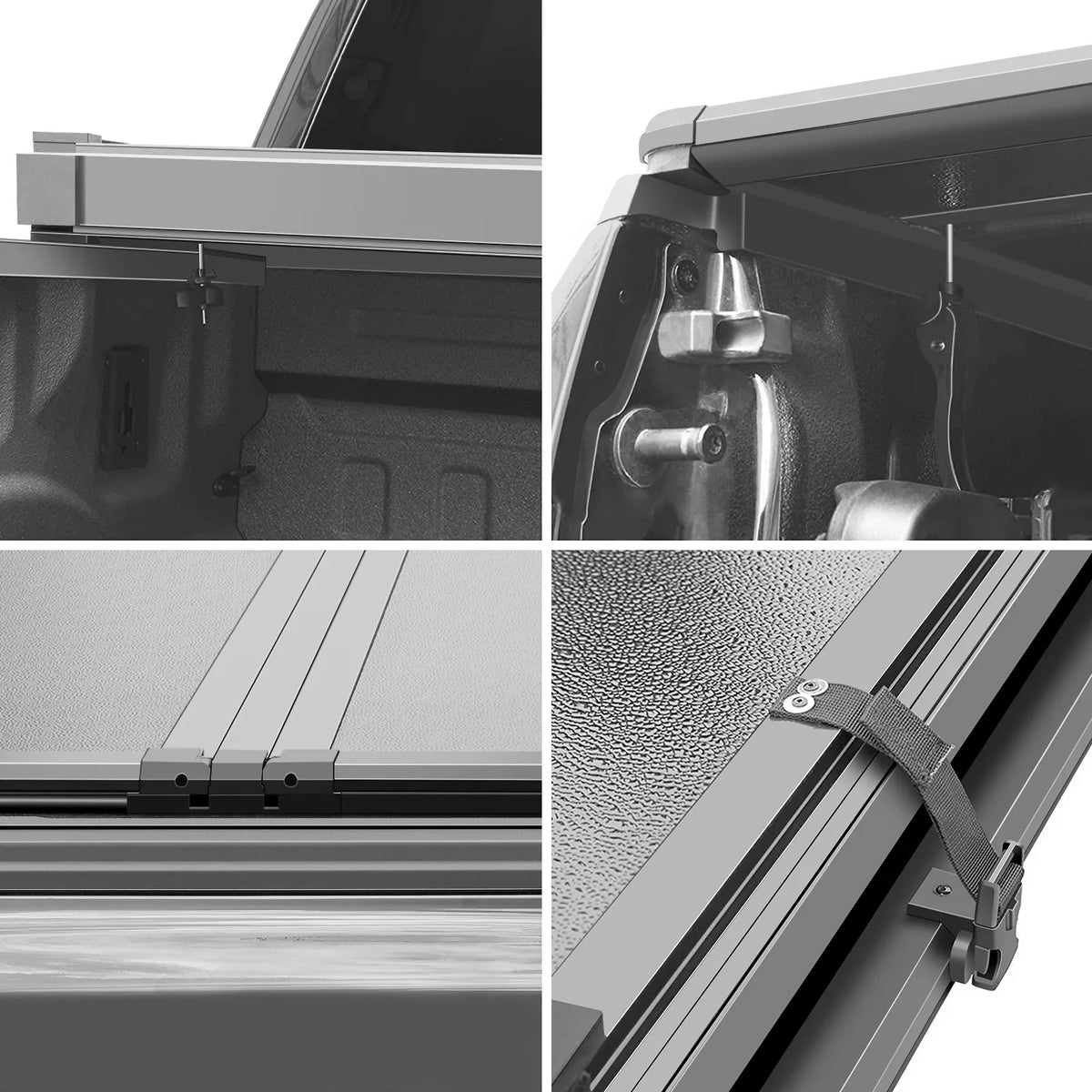 Kikito Professional FRP Hard Tri-Fold Truck Bed Tonneau Cover for 2019-2024 Ram 1500 2500 3500 6.4ft (76.3in) Bed | Rambox & Deckrail Sizeystem |