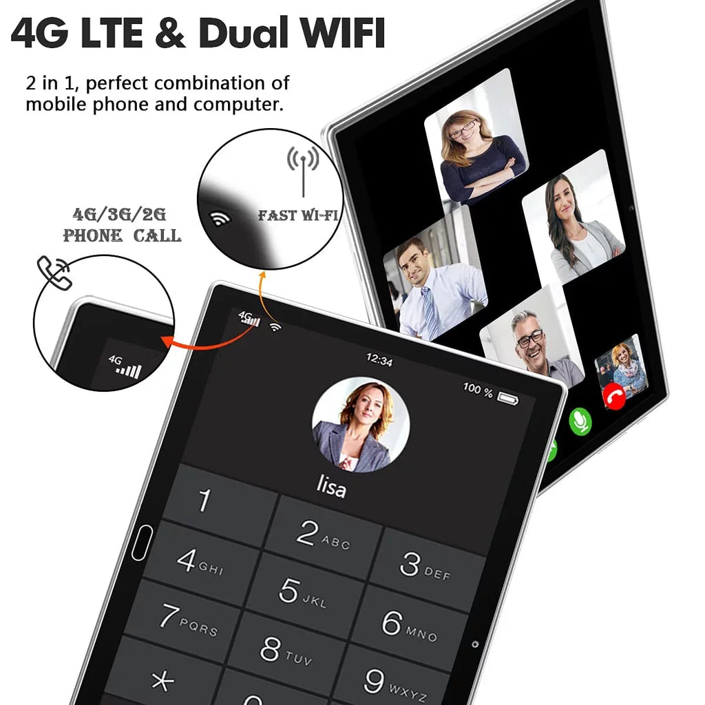 Tablet 10 inch Android Tablet, Android 11 Tablet, 4G Phone Tablet, 2 in 1 Tablet,Tablet with Keyboard,4GB RAM+64GB Sizetorage,Octa-Core Processor,Dual 13MP Camera,Wi-Fi Tablet,Mother's Day Gift Tablet