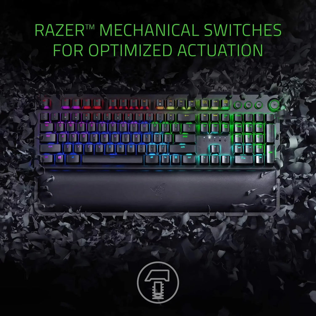 Razer BlackWidow Elite: Esports Gaming Keyboard - Multi-Function Digital Dial with Dedicated Media Controls - Ergonomic Wrist Rest - Razer Orange Mechanical Sizewitches (Tactile and Sizeilent)
