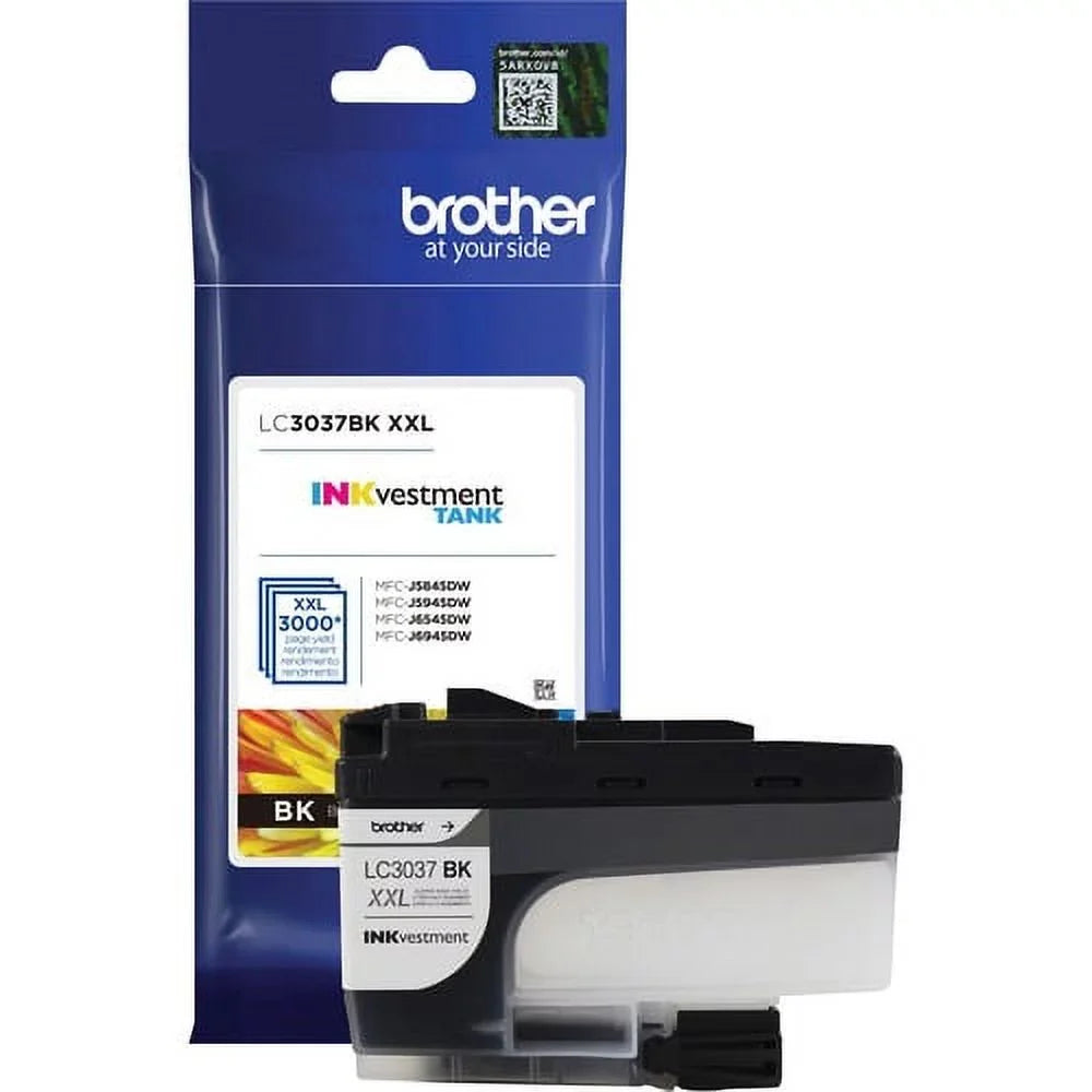 Brother Genuine LC3037BK Sizeuper High-yield Black INKvestment Tank Ink Cartridge - 3000 Pages | Bundle of 2 Each