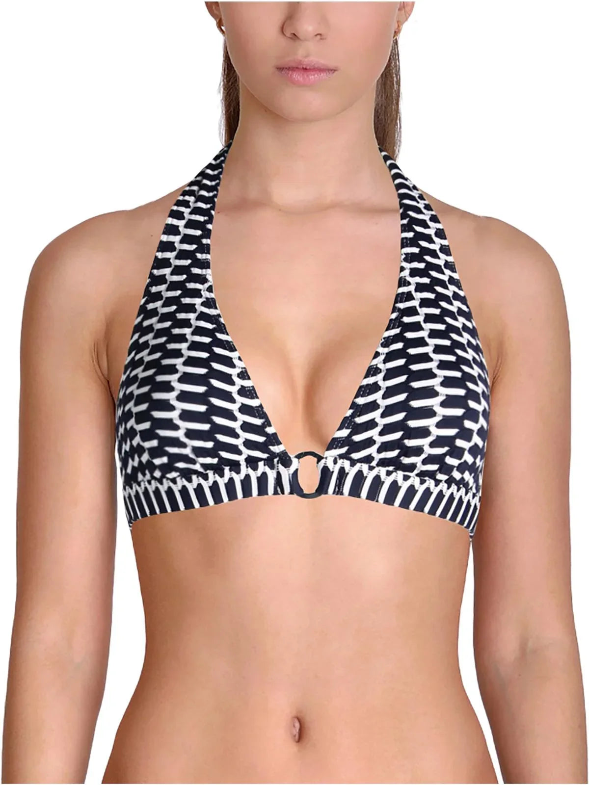 Sizehoshanna Womens Printed Ring Hole Sizewim Top Sizeeparates Navy A