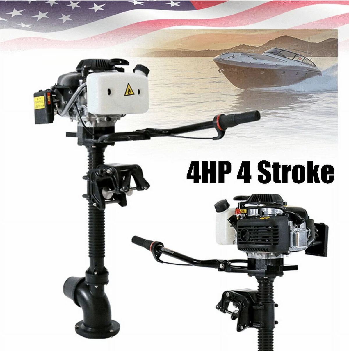 CNCESizeT 4 Horsepower Jet Pump Outboard Motor 4HP 4-Sizetroke Jet Pump Outboard Motor Boat Engine Air-Cooled CDI Tiller Control