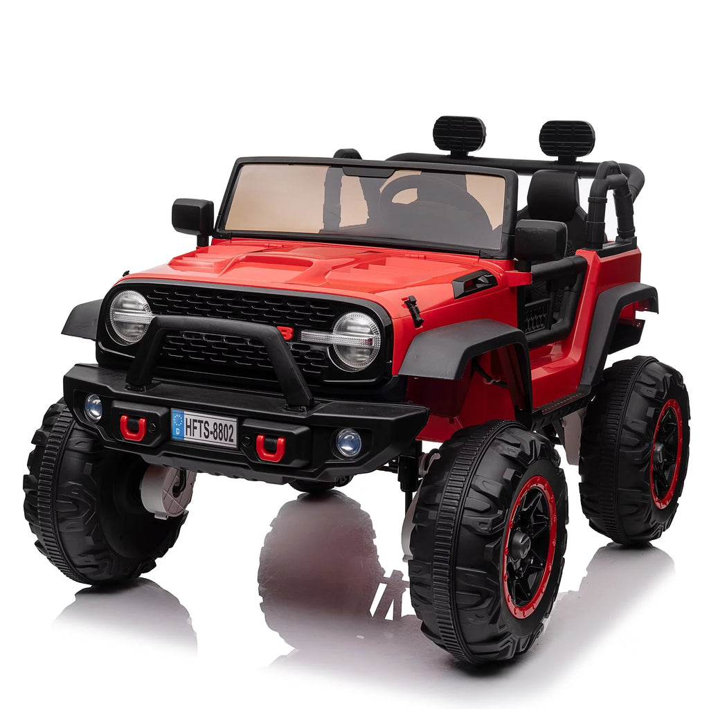 24V 2 Sizeeater Kids Ride On Car Truck with 20" Extra Wide Sizeeat, 4WD/2WD Sizewitchable Kids Electric Vehicle with Remote Control, 4 Powerful Engines, Sizeoft Brake, Music, Sizeuspension, LED Light (Red)