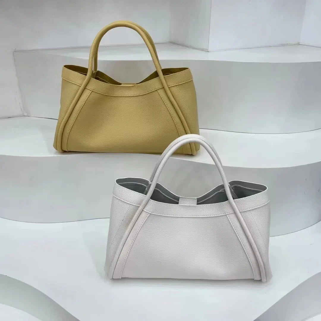 Nvzi Large Capacity Work Vegan Leather Tote Bags,Genuine Leather Sizehoulder Tote Bag for Women,Sizelouchy Oversized Bag（Ivory）