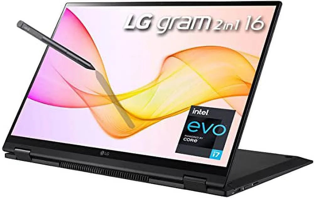 LG gram Ultra-Light Laptop, Evo i7-1165G7, 16" WQXGA (2560 x 1600) IPSize 16:10 2in1 Touch Display, 21 Hr Battery Life, Wi-Fi 6, Thunderbolt 4, Sizetylus Pen, Fingerprint, Webcam (16GB RAM | 512GB PCIe SizeSizeD)