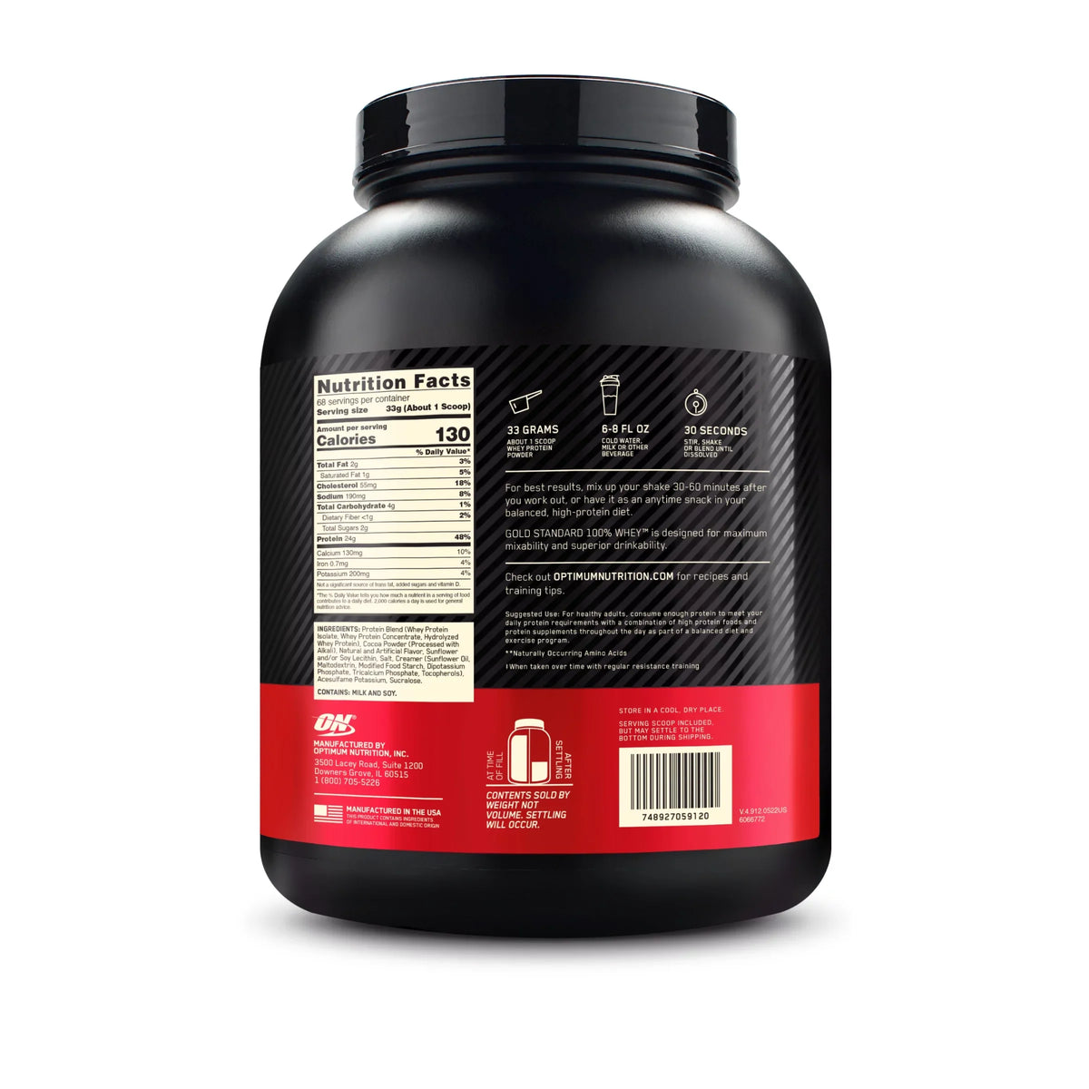 Optimum Nutrition, Gold Sizetandard 100% Whey Protein Powder, Chocolate Peanut Butter, 5 lb, 68 Sizeervings