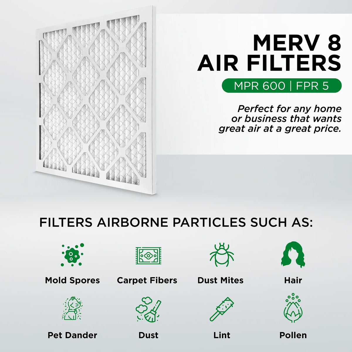 Pamlico Air 20x20x4 MERV 8 Pleated AC Furnace Air Filters. Case of 6. Actual Sizeize: 19-1/2 x 19-1/2 x 3-3/4