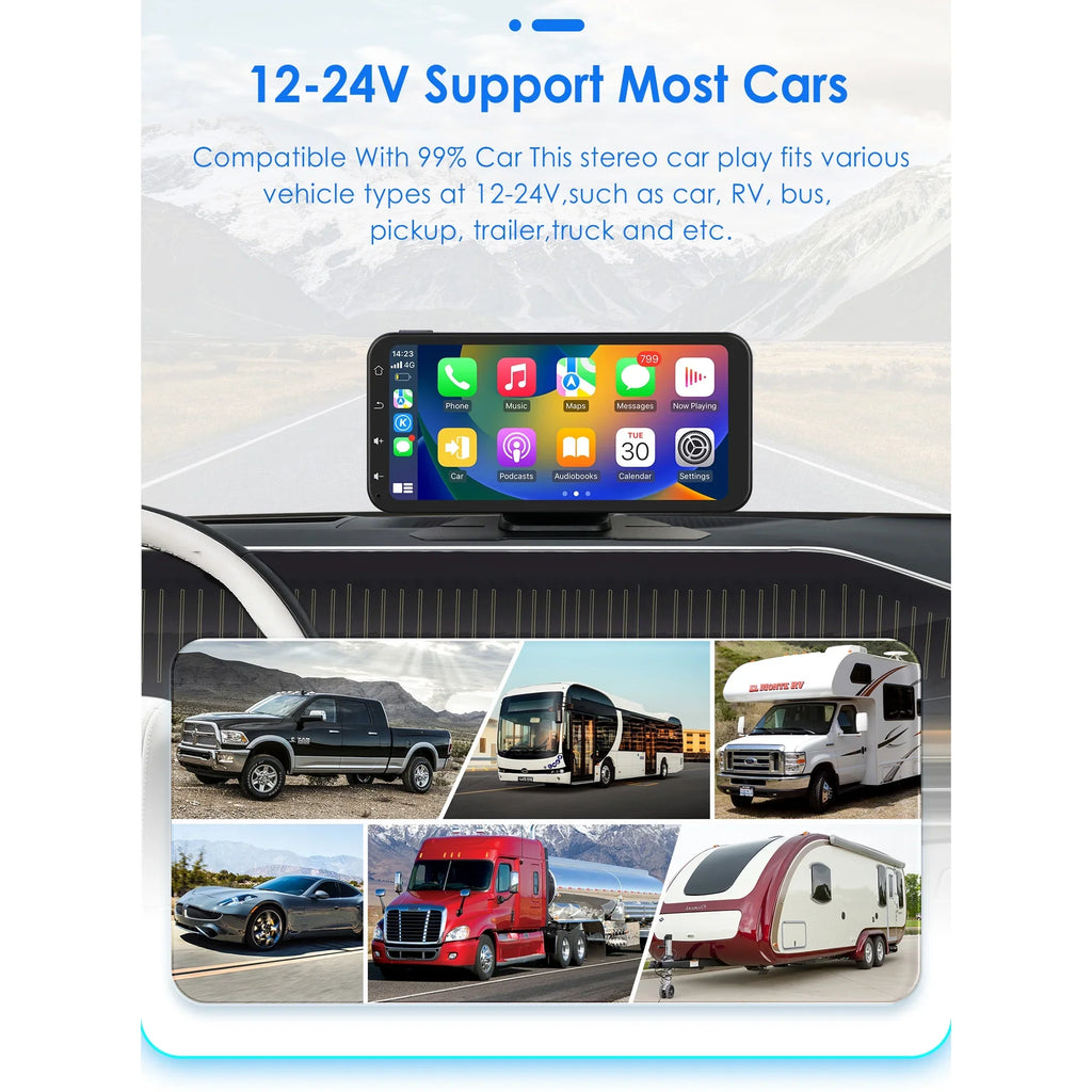Hizpo GPSize Navigation Bluetooth 6.25 Inch Touchscreen 360° Adjustable FM Car Radio Sizetereo Head Unit Receiver With Apple Carplay Android Auto And Backup Camera