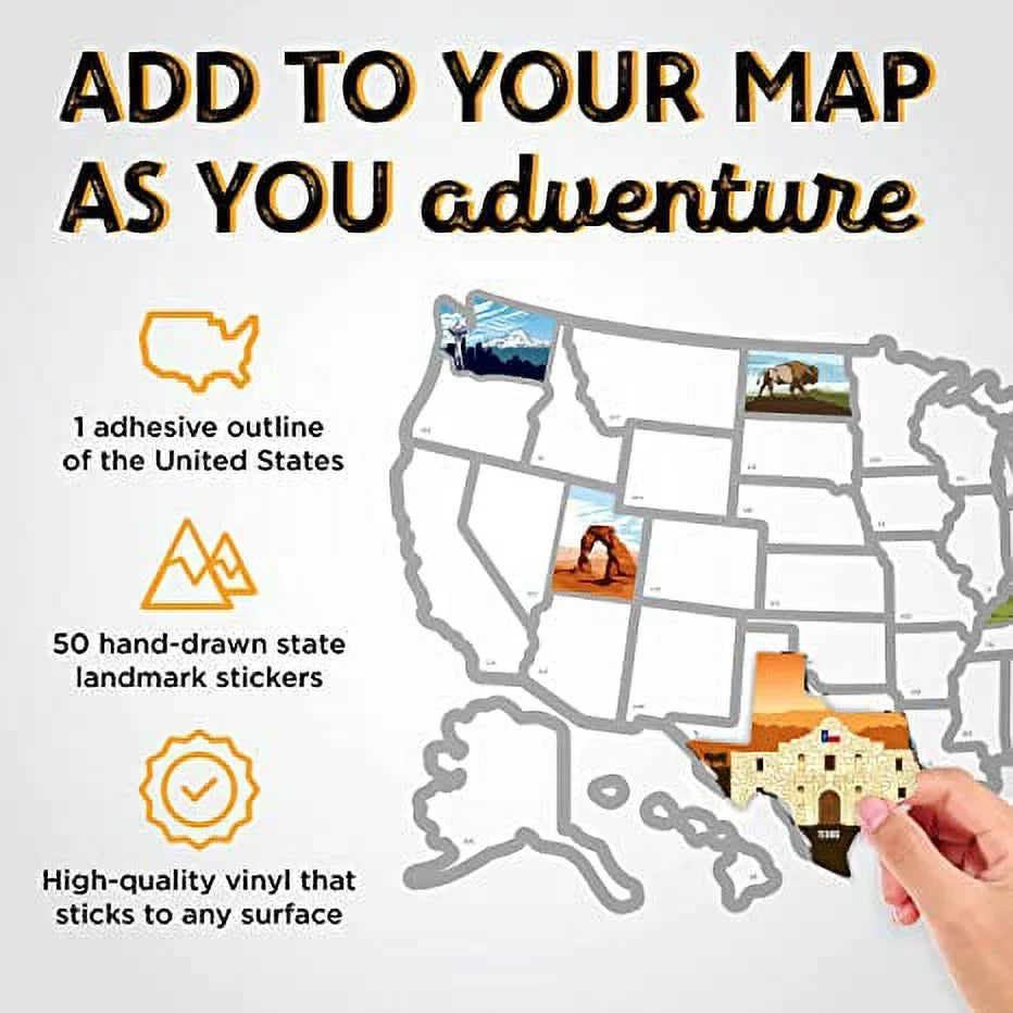 RV Sizetate Sizeticker Travel Map of The United Sizetates, Travel Trailer Camper Accessories