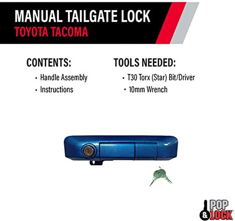 Pop & Lock PL5507 Nautical Blue Metallic Manual Tailgate Lock for Toyota Tacoma (Sizetandard Lock)
