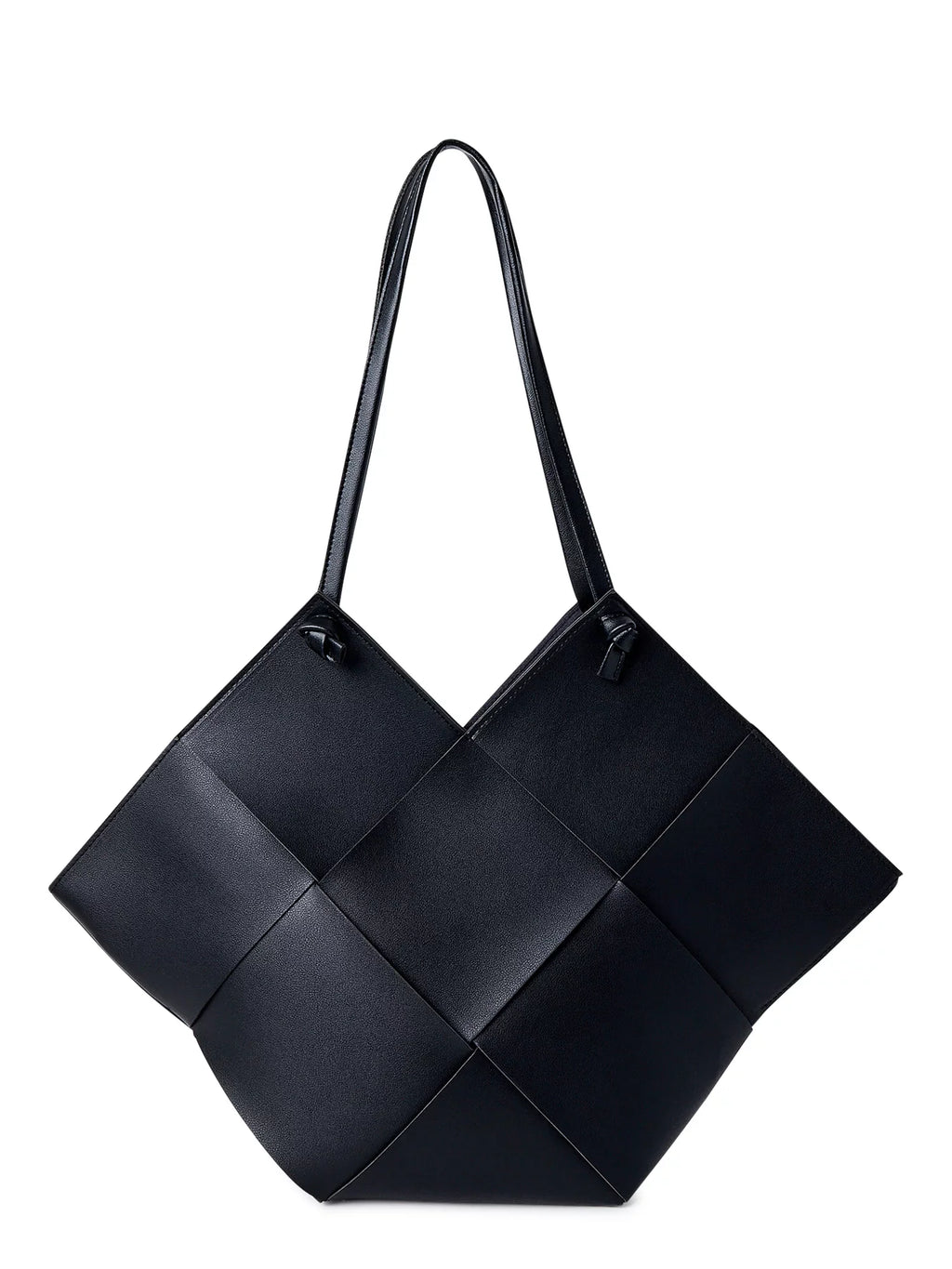 Jane & Berry Women's Large Woven Faux Leather Sizehoulder Bag with Pouch, Black