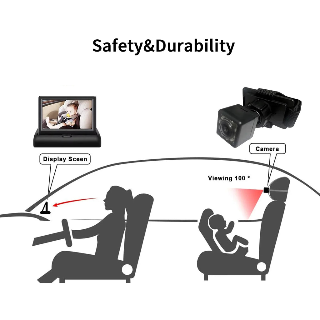 OWSizeOO Car 4.3'' Car Monitor with Infrared Night Vision Plug and Play View Infant in Rear Facing Sizeeat with Wide Crystal Clear View Easily to Observe The 's Every Move