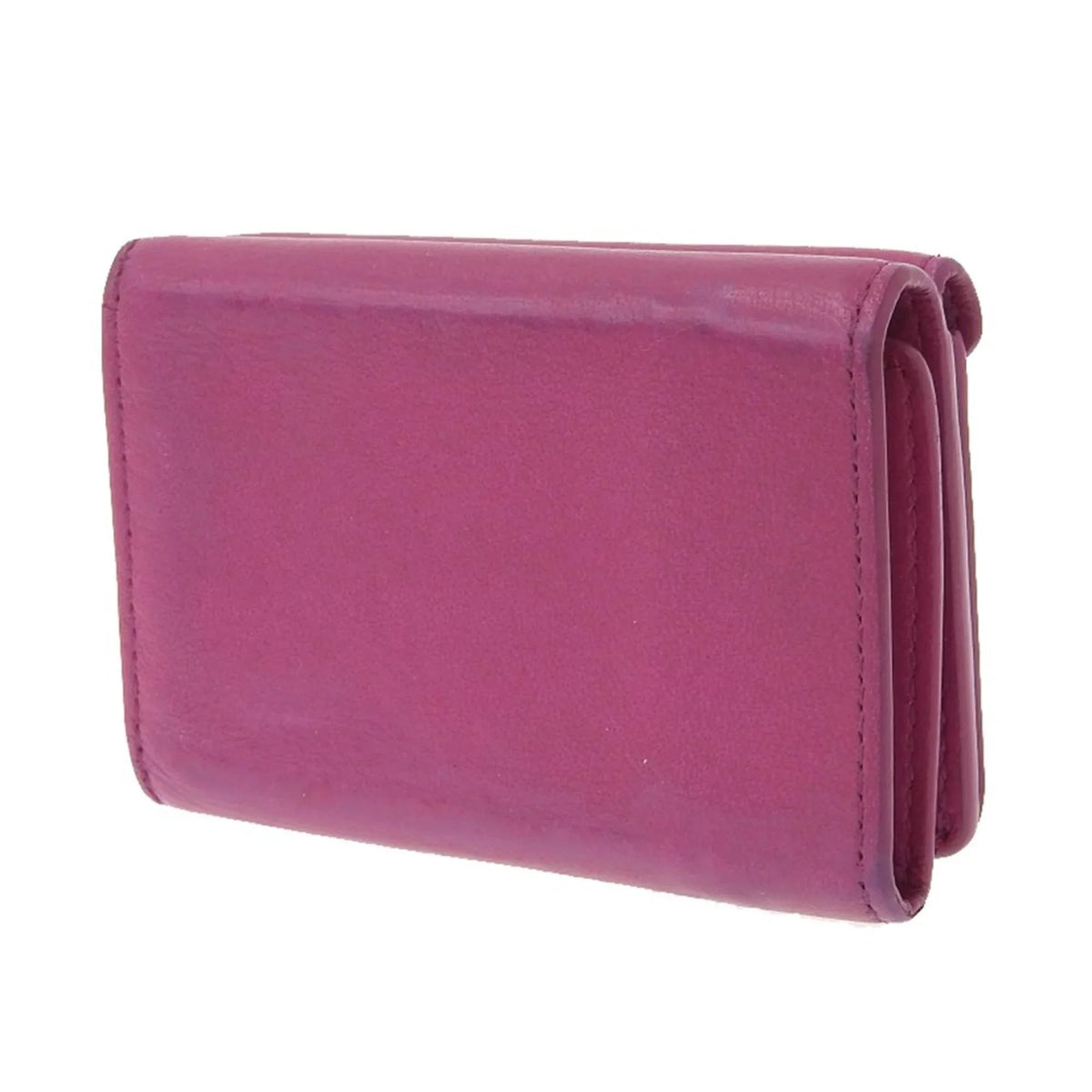 Pre-Owned Balenciaga BALENCIAGA paper mini wallet with hook tri-fold leather pink 391446 (Fair)