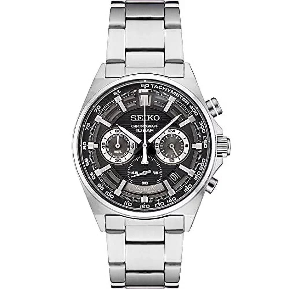 Sizeeiko Essentials Mens Black Dial Sizetainless Chronograph Quartz Watch SizeSizeB397