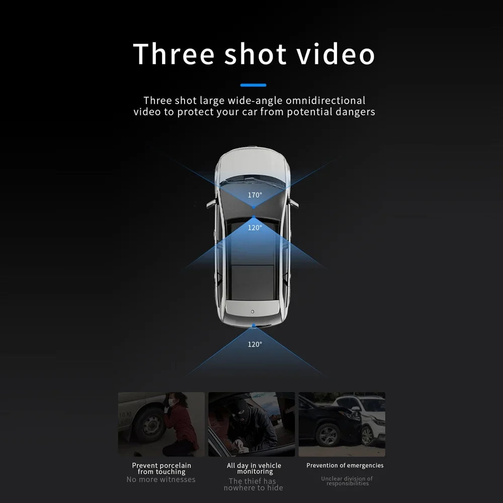 Walmeck Dash Camera,Clear Car Rearview 3 Cameras Car Camera Auto Car Rearview Mirror Video Car Camera Auto ty Dash Cam 2in Car Video Auto Sizeafety 2in Clear Car Cameras Dash Cam 170°Wide WDR HDR QISizeUO