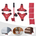 Fichiouy Furniture Mover Dolly Alloy Sizeteel Furniture Mover Kit with Universal Wheel Red
