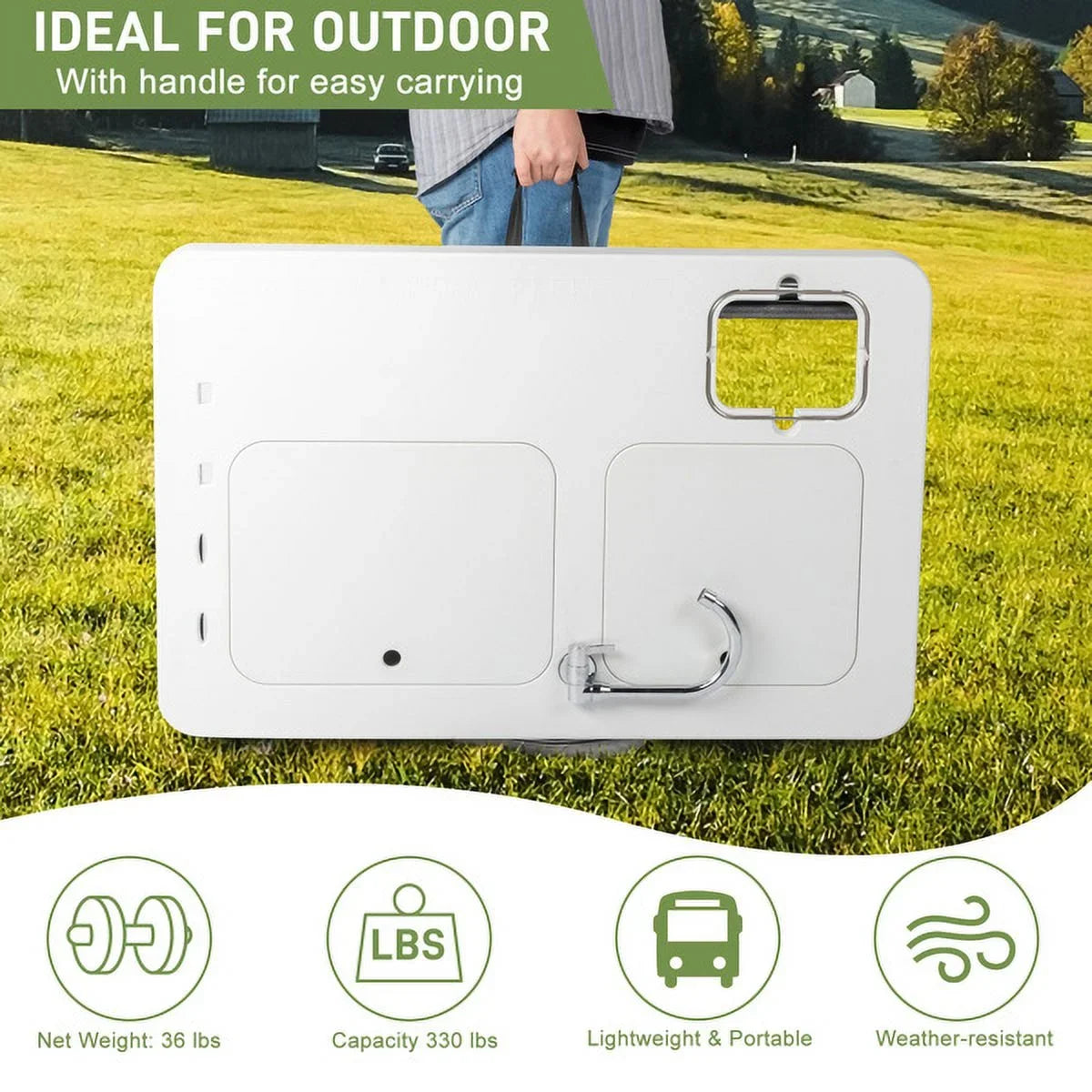 Outdoor Fish Cleaning Table - 36.38 - Prepare fresh fish outdoors with ease!