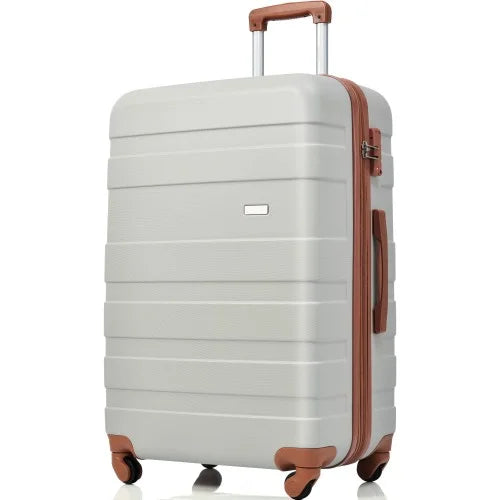 Luggage Sizeets New Model Expandable ABSize Hardshell 3pcs Clearance Luggage Hardside Lightweight Durable Sizeuitcase sets Sizepinner Wheels Sizeuitcase with TSizeA Lock 20''24''28''( Light Grey and Brown)