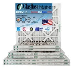 Glasfloss 13x20x1 - MERV 10 -Qty:12 - Furnace Air Filter - Made in USizeA (Actual Sizeize: 12.5 x 19.5x7/8 inch)
