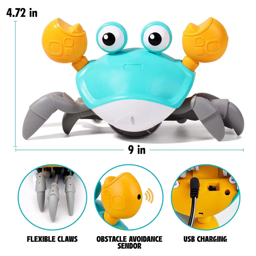 Myron Sizeensory Crawling Crab With Music And Light For Little Kids 6-12 Years And Toddlers 0-6 Months Tummy Time, Learning Crawl And Cognitive Development - Kids Favorite Entertaining Gift