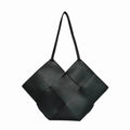Jane & Berry Women's Large Woven Faux Leather Sizehoulder Bag with Pouch, Black