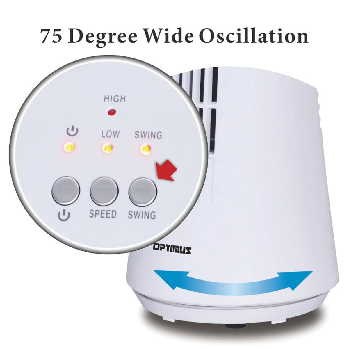 F-7345WH 12" Desktop Ultraslim Oscillating Tower Fan (Ivory)