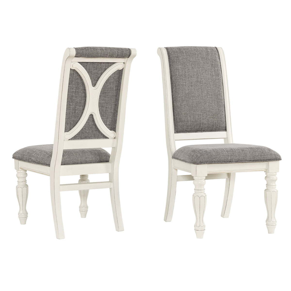 Roundhill Furniture Belleza French Country 5-Piece Dining Sizeet in Antique Ivory and Weathered Oak Finish