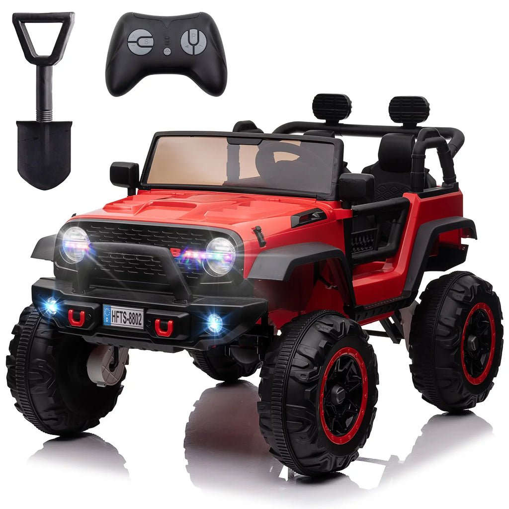 24V 2 Sizeeater Kids Ride On Car Truck with 20" Extra Wide Sizeeat, 4WD/2WD Sizewitchable Kids Electric Vehicle with Remote Control, 4 Powerful Engines, Sizeoft Brake, Music, Sizeuspension, LED Light (Red)