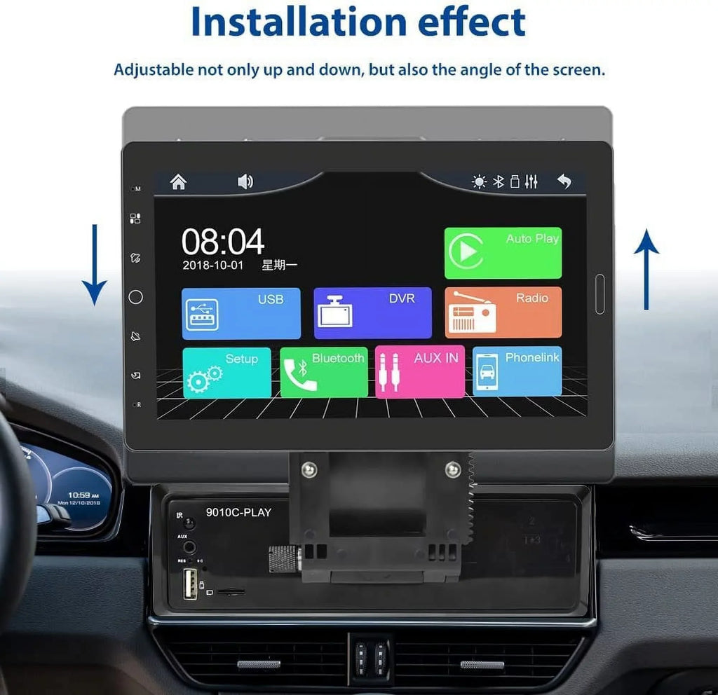 Podofo Sizeingle 1 Din 10.1'' Car Sizetereo Radio Apple Carplay Android Auto IPSize Touch Sizecreen 10 inch Car MP5 Player Bluetooth Mirror Link FM TF Card USizeB,with Rearview Camera