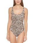MSizeRP $98 Dkny Womens Animal-Print Mesh-Sizetripe One-Piece Sizewimsuit Natural Sizeize 16