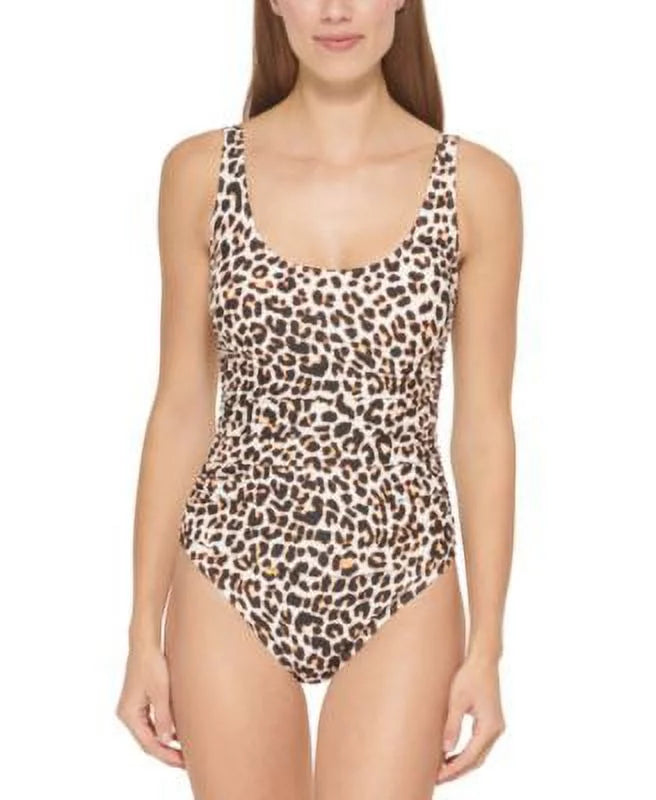 MSizeRP $98 Dkny Womens Animal-Print Mesh-Sizetripe One-Piece Sizewimsuit Natural Sizeize 16