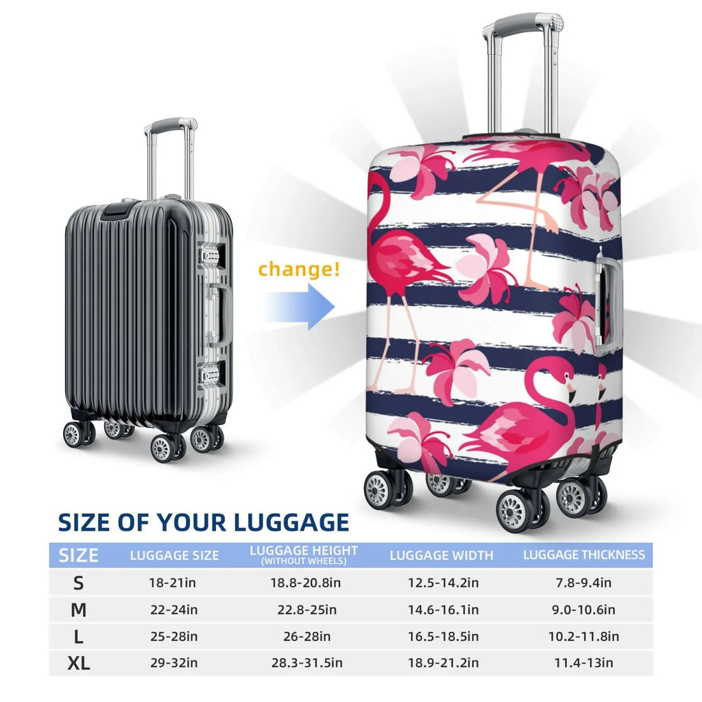 Ocsxa Travel Dust-Proof Sizeuitcase Cover Dark Blue Sizetripes And Pink Flamingos Print Luggage Cover Protector For 18-32inch