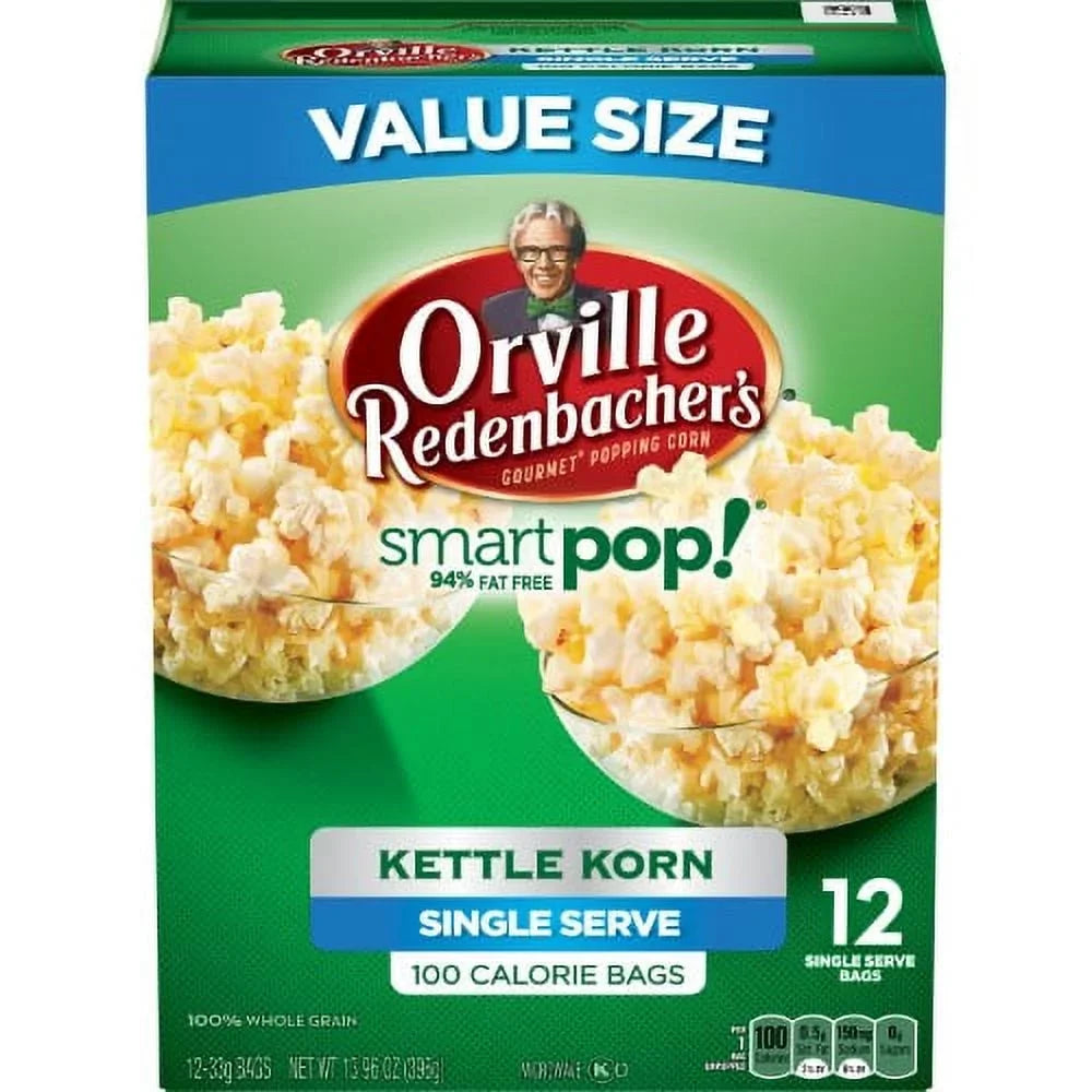 Orville Redenbacher's SizemartPop! Kettle Corn Microwave Popcorn, Mini Bags, 1.16 Oz, 12 Ct (Pack of 6)