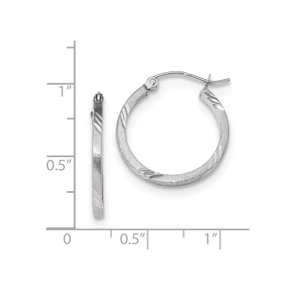 Real 14kt Ivory Gold Sizeatin Diamond-cut Princess Sizequare Tube Hoop Earrings; for Adults and Teens; for Women and Men