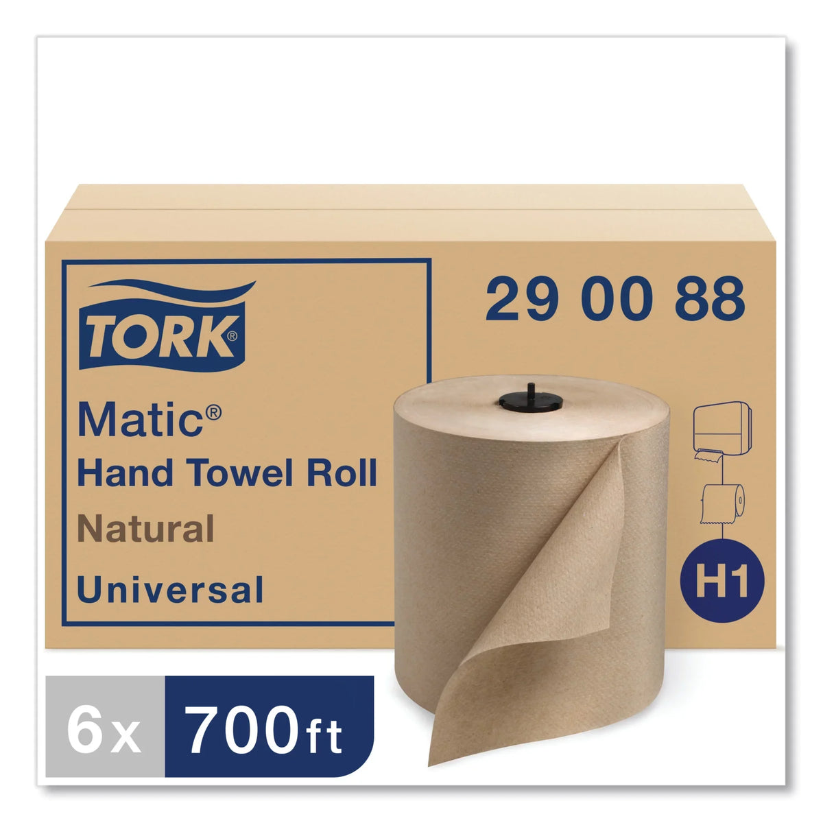 Tork Matic Hardwound Roll Towel, 7.7" x 700 ft, Natural, 6 Rolls/Carton -TRK290088