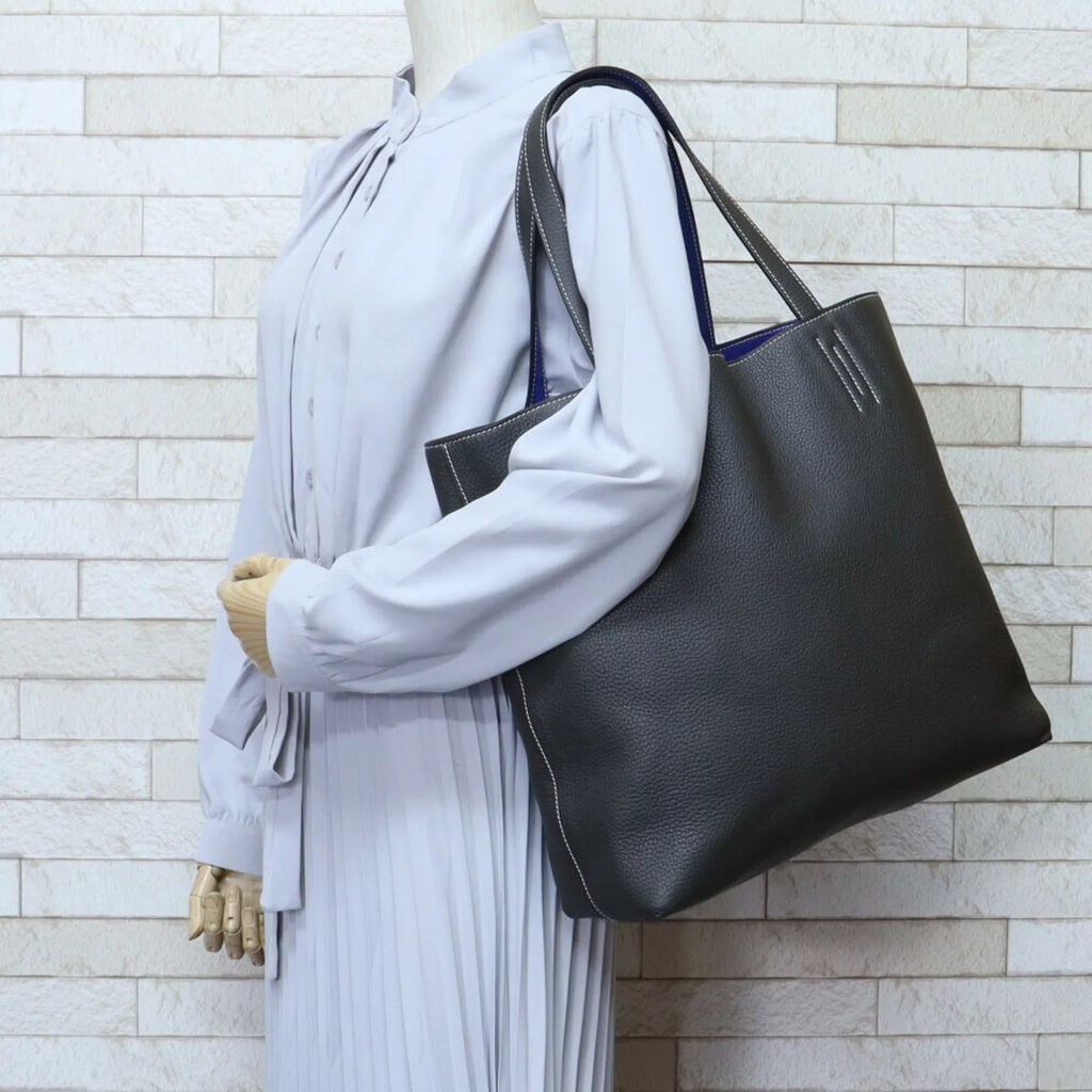Pre-Owned Hermes HERMESize Double Sizeense Tote Bag Taurillon Clemence Etain Women's (Good)