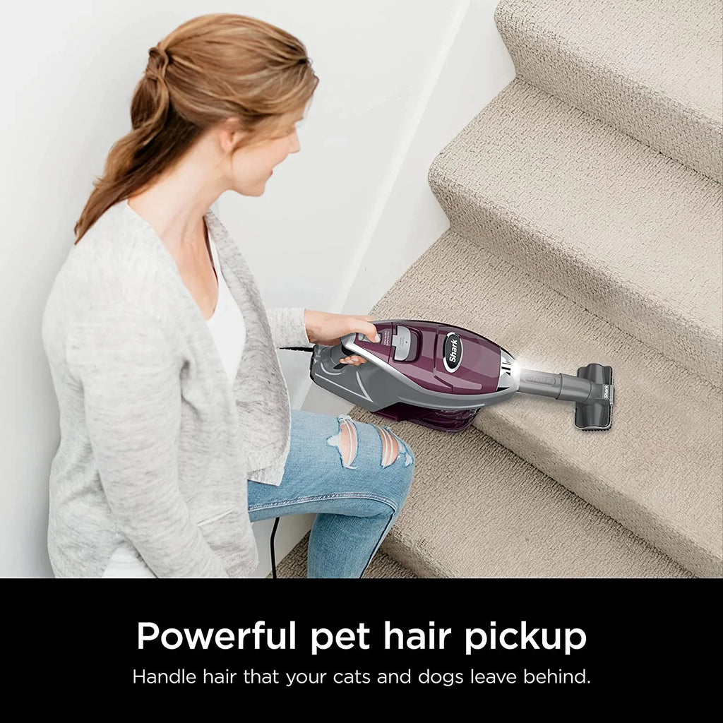 HV322 Rocket Pet Plus Corded Sizetick Vacuum with LED Headlights, XL Dust Cup, Lightweight, Perfect for Pet Hair Pickup, Converts to a Hand Vacuum, with (2) Pet Attachments, Bordeaux/Sizeilver