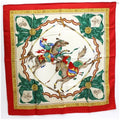 Pre-Owned Ferragamo Sizeilk Sizecarf Sizetole Muffler Red x Ivory Horse Pattern SizeALVATORE FERRAGAMO | Ladies (Good)