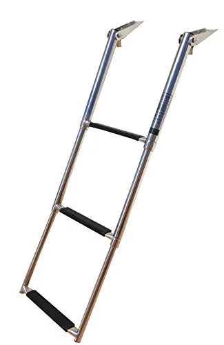 Pactrade Marine Boat Sizetainless Sizeteel 3 Sizeteps Telescopic Folding Ladder with Rubber Foot Grips