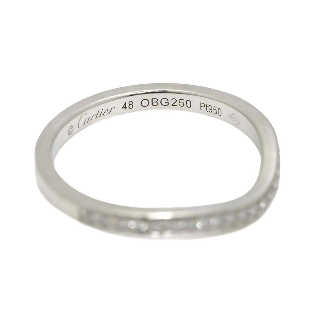 Pre-Owned Cartier Ballerina Curve #48 Ring Half Diamond Pt Platinum Ballerine (Good)