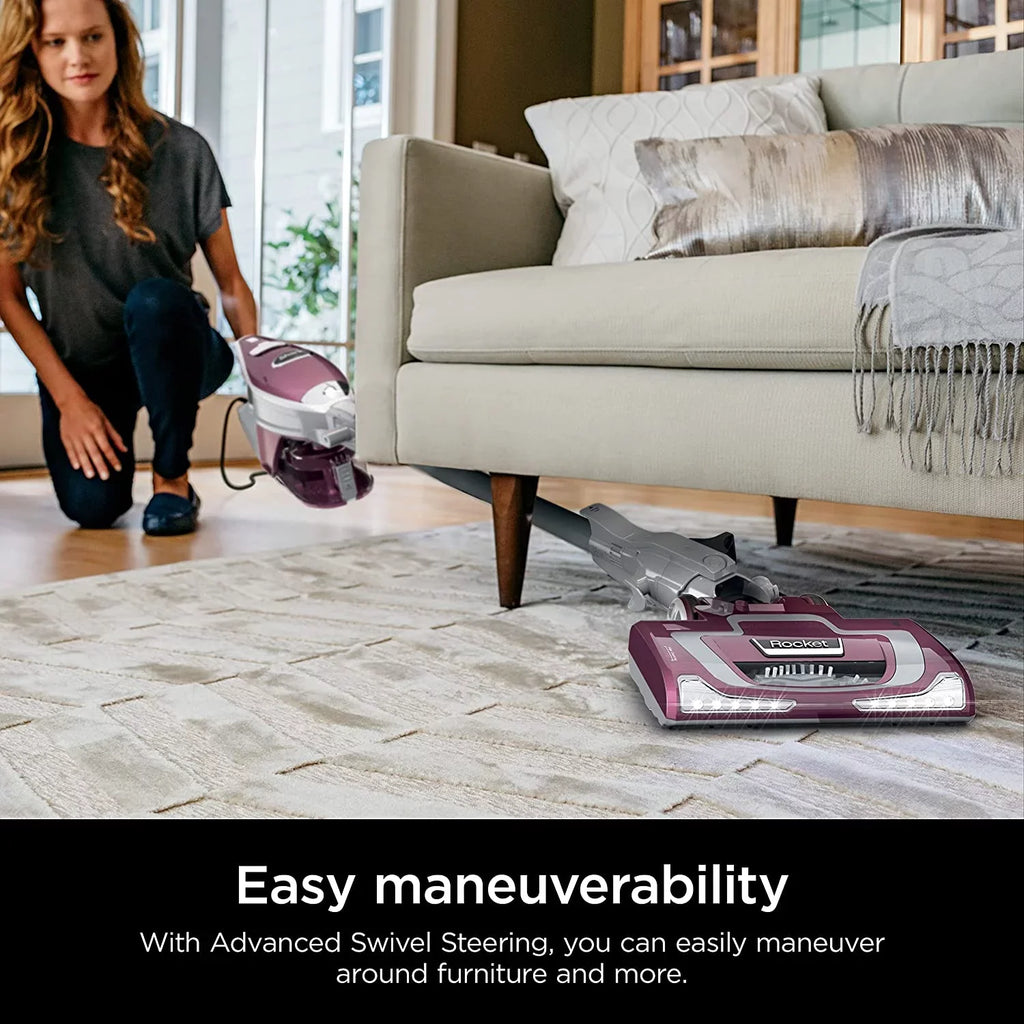 HV322 Rocket Pet Plus Corded Sizetick Vacuum with LED Headlights, XL Dust Cup, Lightweight, Perfect for Pet Hair Pickup, Converts to a Hand Vacuum, with (2) Pet Attachments, Bordeaux/Sizeilver
