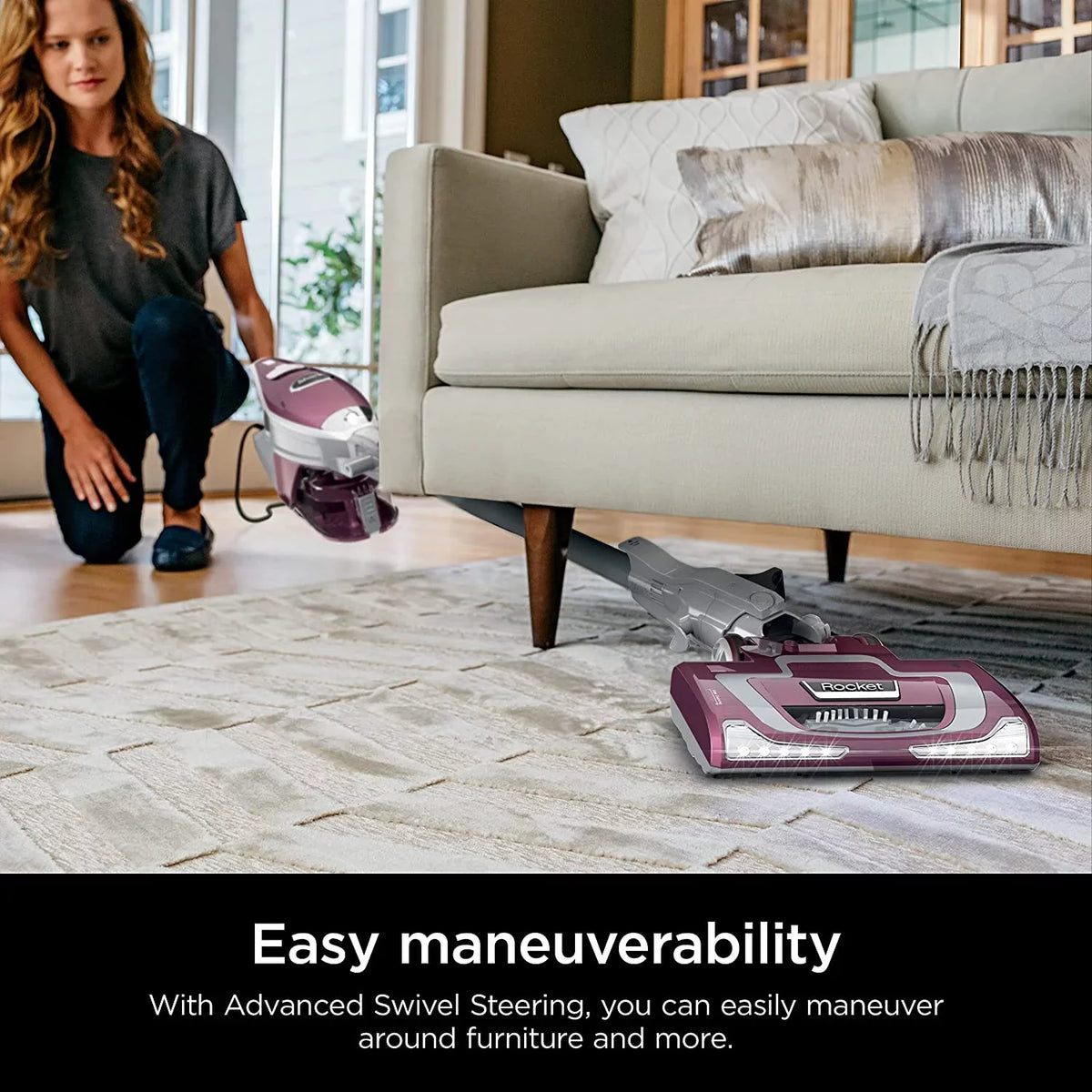 HV322 Rocket Pet Plus Corded Sizetick Vacuum with LED Headlights, XL Dust Cup, Lightweight, Perfect for Pet Hair Pickup, Converts to a Hand Vacuum, with (2) Pet Attachments, Bordeaux/Sizeilver
