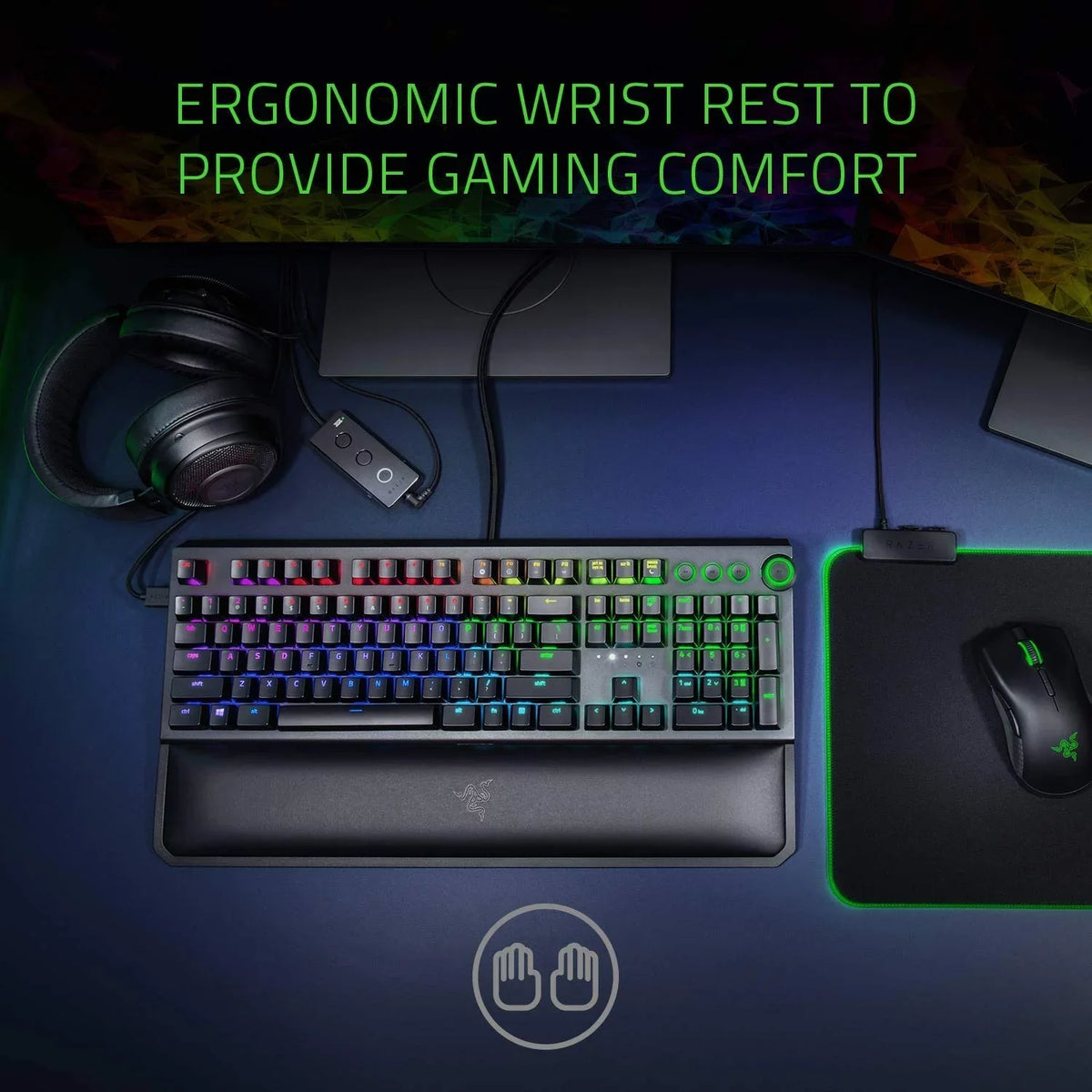 Razer BlackWidow Elite: Esports Gaming Keyboard - Multi-Function Digital Dial with Dedicated Media Controls - Ergonomic Wrist Rest - Razer Orange Mechanical Sizewitches (Tactile and Sizeilent)