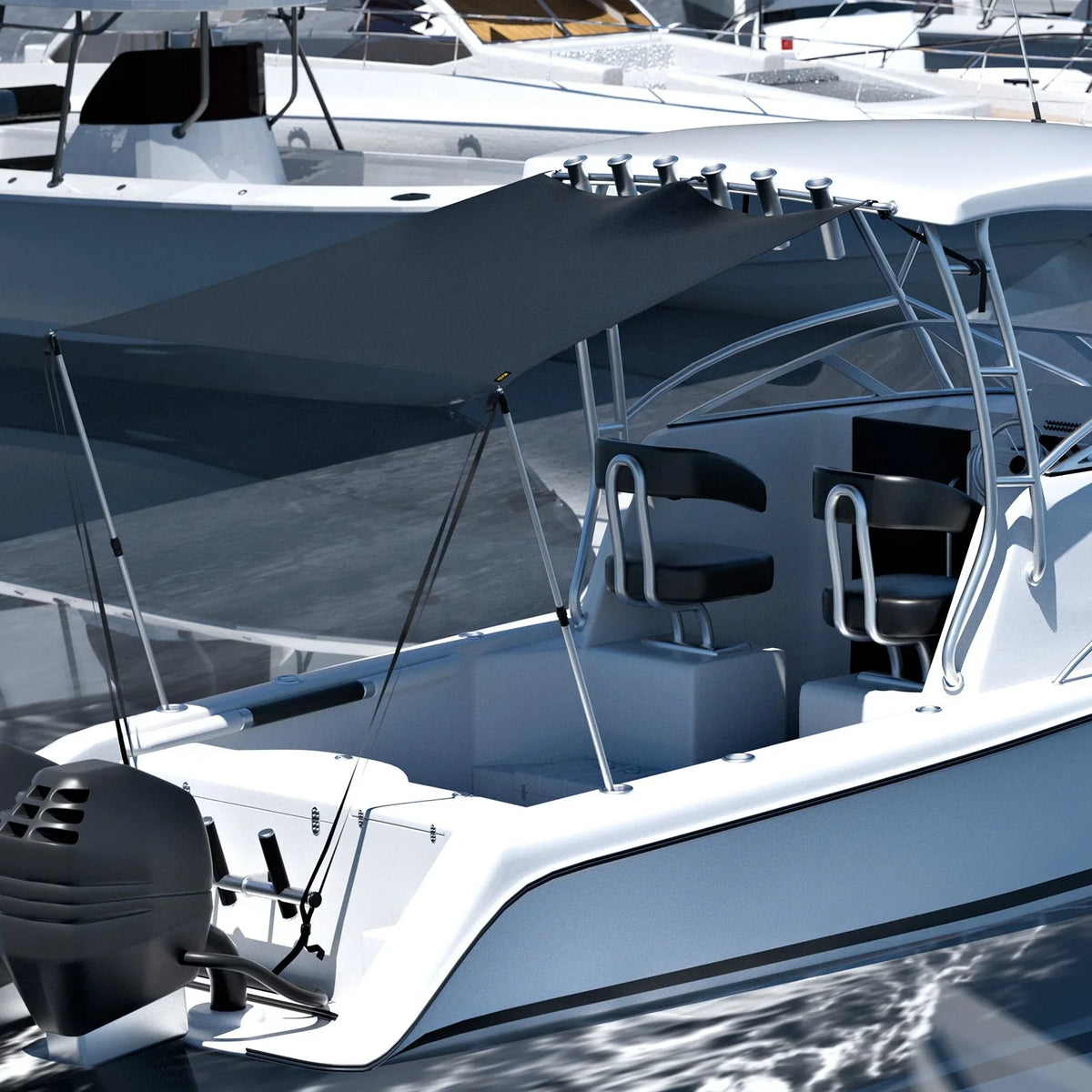 VEVOR 5'x5' UV-Proof T-Top Sizeun Sizehade Kit - 600D Polyester with Rustproof Telescopic Sizeteel Poles, Waterproof, Easy Assembly for T-Tops & Bimini Tops