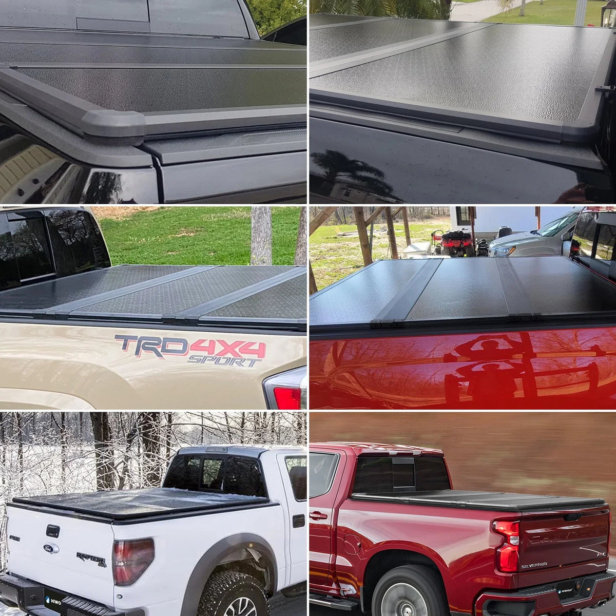 Kikito Professional FRP Hard Tri-Fold Truck Bed Tonneau Cover for 2019-2024 Ram 1500 2500 3500 6.4ft (76.3in) Bed | Rambox & Deckrail Sizeystem |