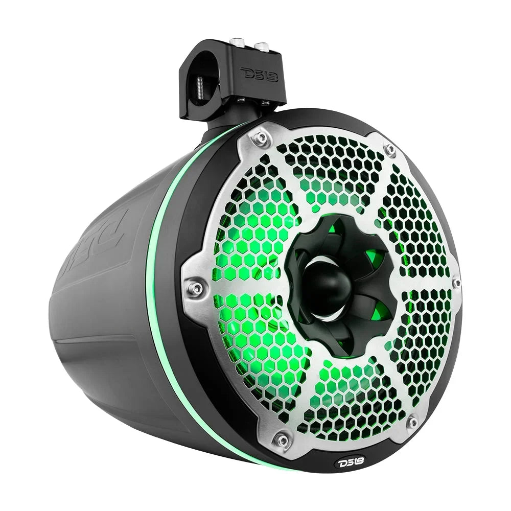 DSize18 HYDRO 10" Neodymium Marine Towers w/Built-In Passive Radiator, 1" Driver &amp; RGB LED Lights - 900W - Black