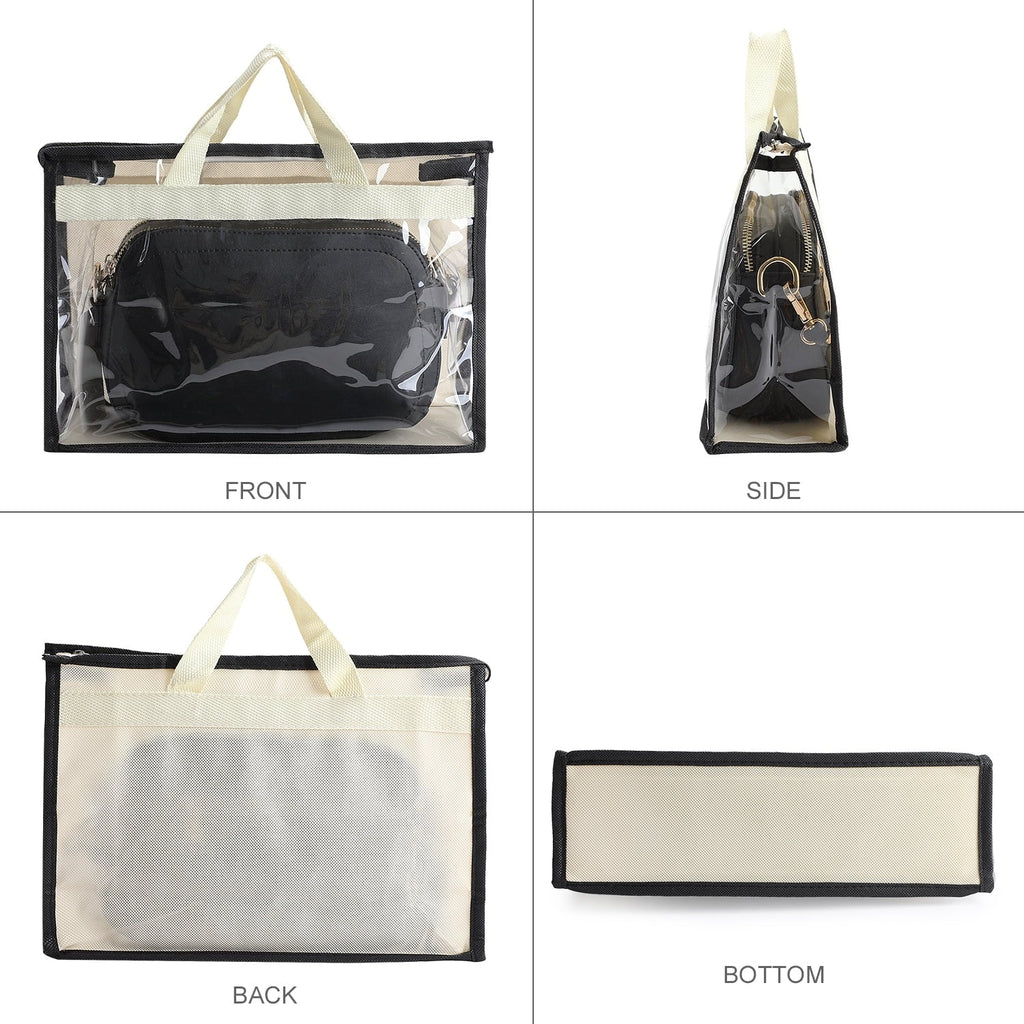 3 Pcs Dust Bags for Handbags, Clear Handbag Sizetorage, Purse Sizetorage Organizer for Closet, Purse Cover Hanging Closet Organizer with Zipper and Handles