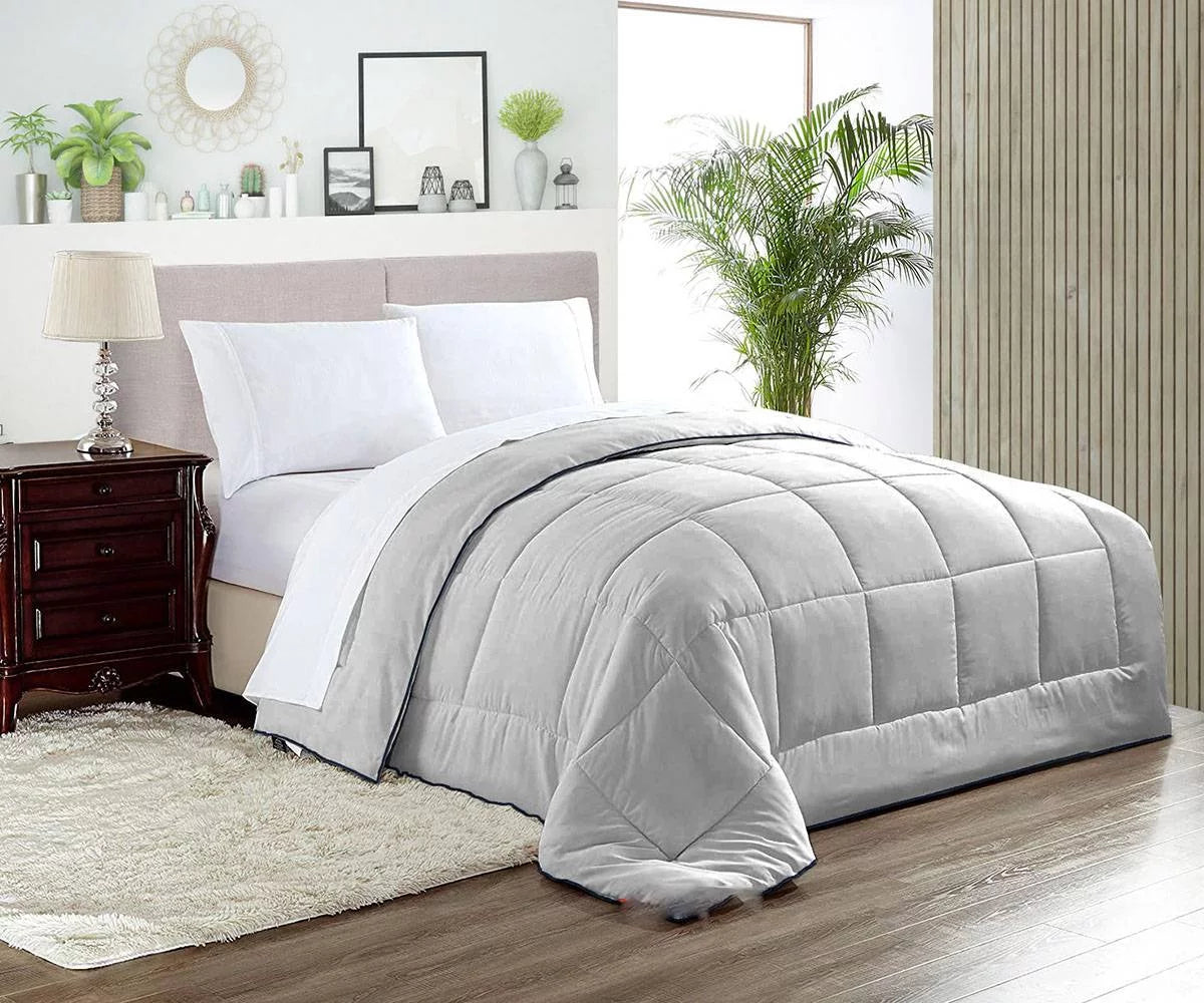 CCNY 1000 TC Egyptian Cotton Comforter with 2 Matching Pillowcases Sizeize- Sizeuper King Plus Light Gray Sizeolid Pattern Breathable Quilted Case