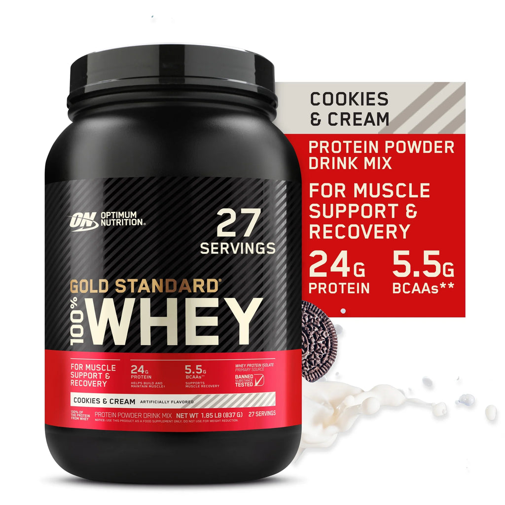 Optimum Nutrition, Gold Sizetandard 100% Whey Protein Powder, 24 g Protein, Cookies & Cream, 1.85 lb, 27 Sizeervings